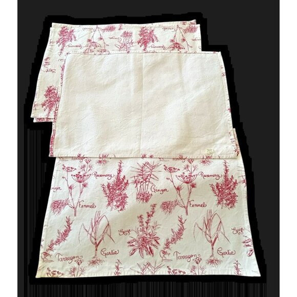 Natural Cotton Placemat Set 4 1993 KISMET Ginger Parsley Rosemary French Cottage - Picture 3 of 8
